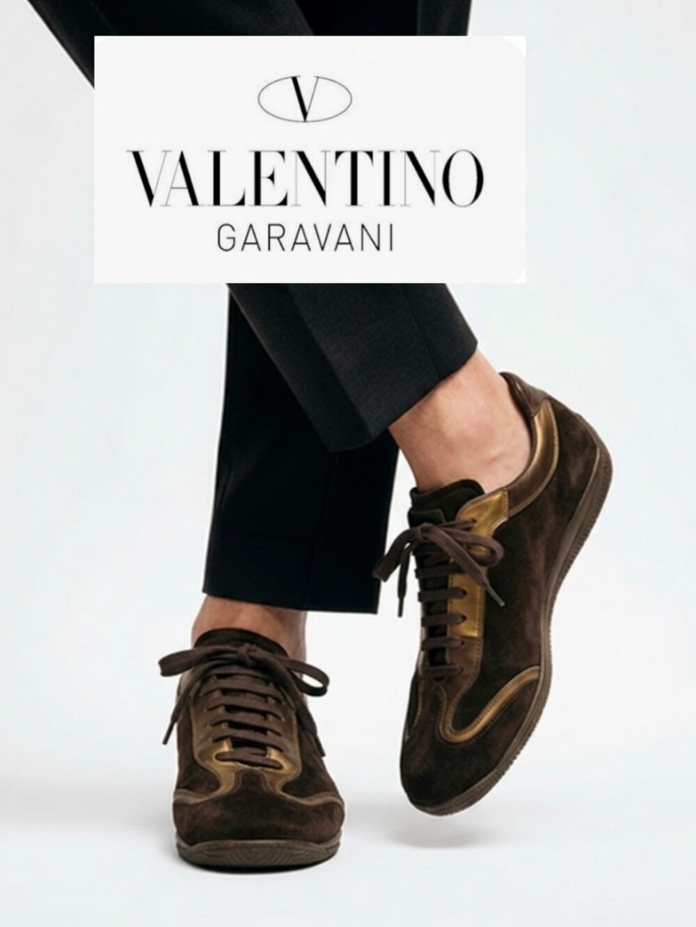 Valentino Garavani Mens Size 11.5 44.5 Black Suede Lace Up Casual Sneakers Shoes